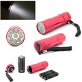 Red 9 LED Aluminium Mini Pocket Torch Flashlight Camping Light